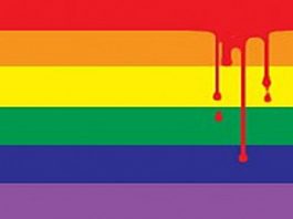 Bandera gay sangrando