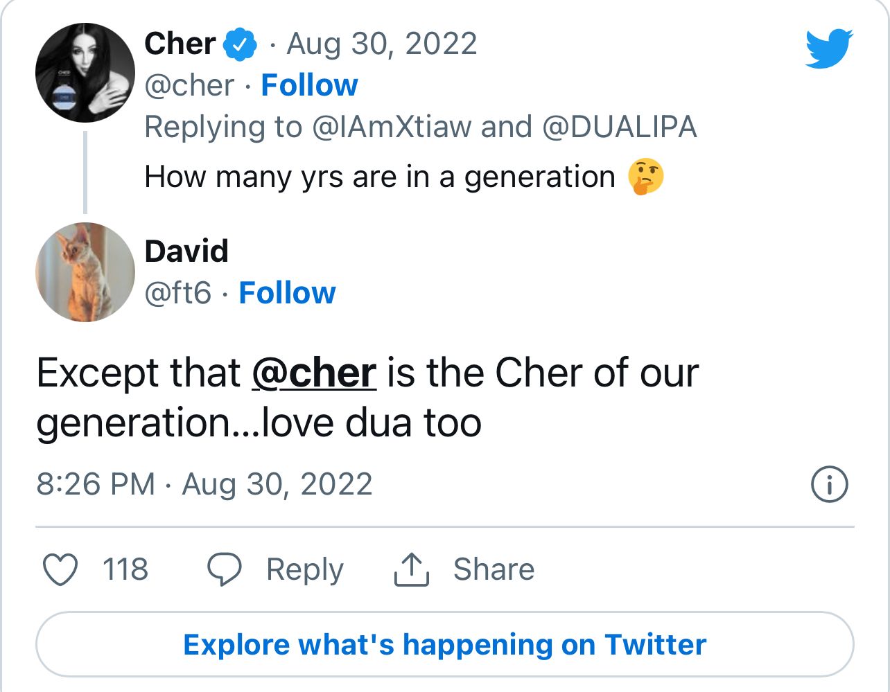 Cher y Dua Lipa Twitter