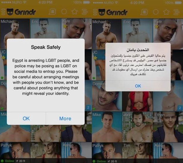 Grindr alerta a usuarios de Egipto